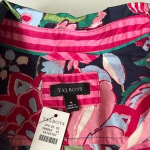 Talbots Multicolor Floral Blouse - Pink and Navy
